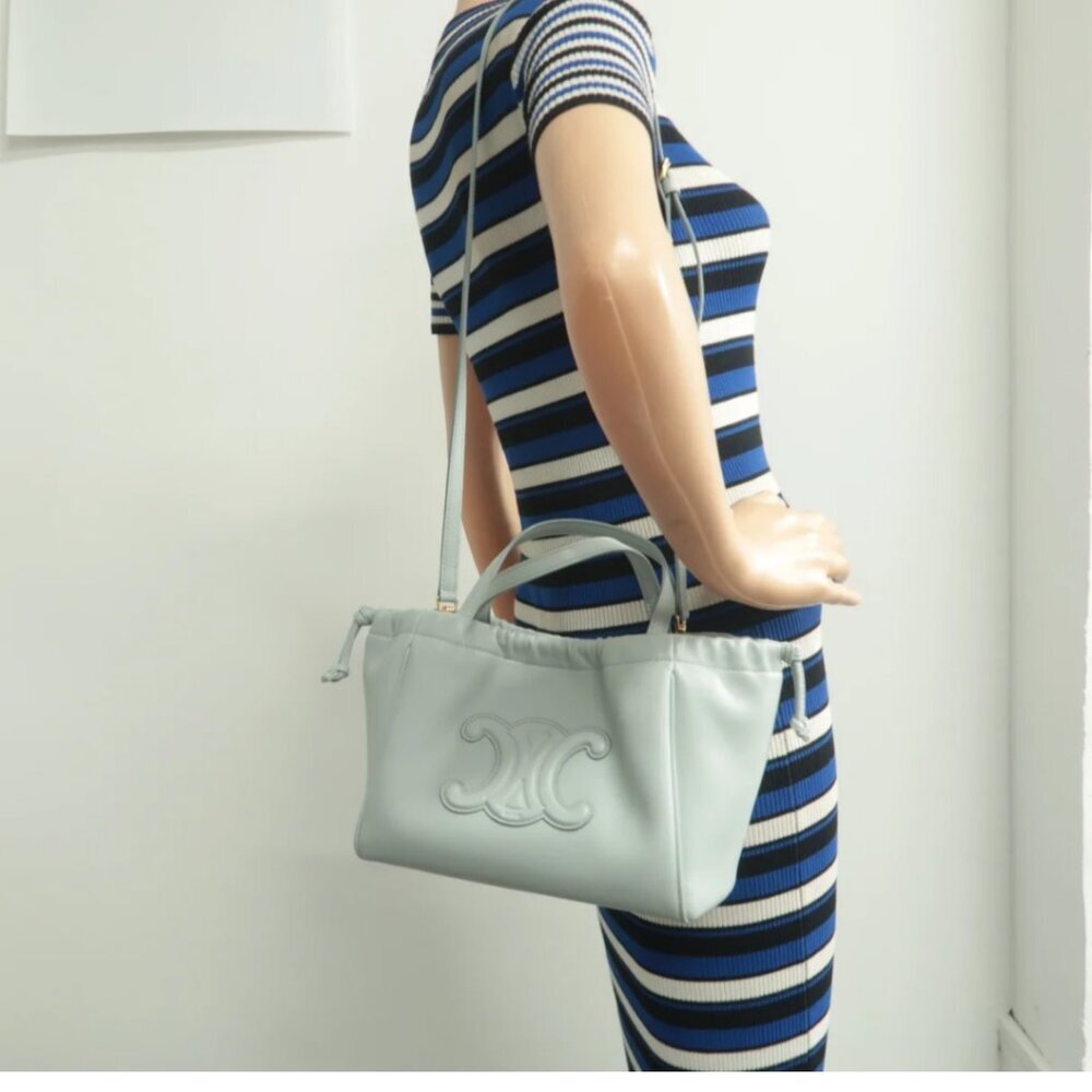 100% Authentic CELINE Blue Leather Satchel - Picture 12 of 12